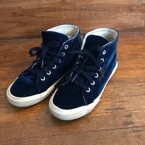 Superga x Manrepeller blue velvet sneakers size 6